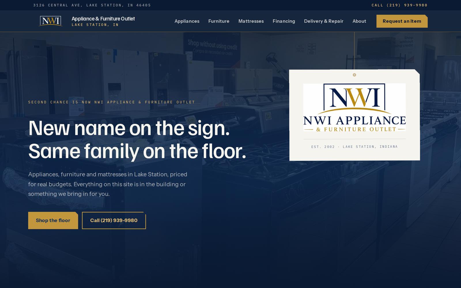 nwiappliances.com home page on a laptop and a phone
