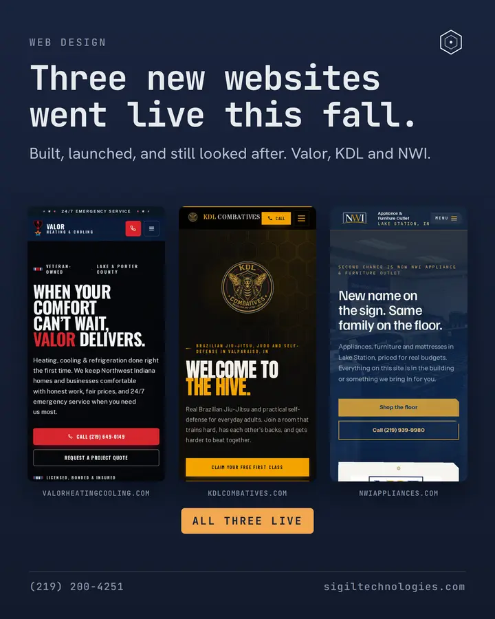 SIGIL post: three local businesses got new websites